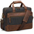 Laptoptasche 40 x 30 x 10 cm Schwarz Braun aus Textil und Kunstleder mit Schultergurt