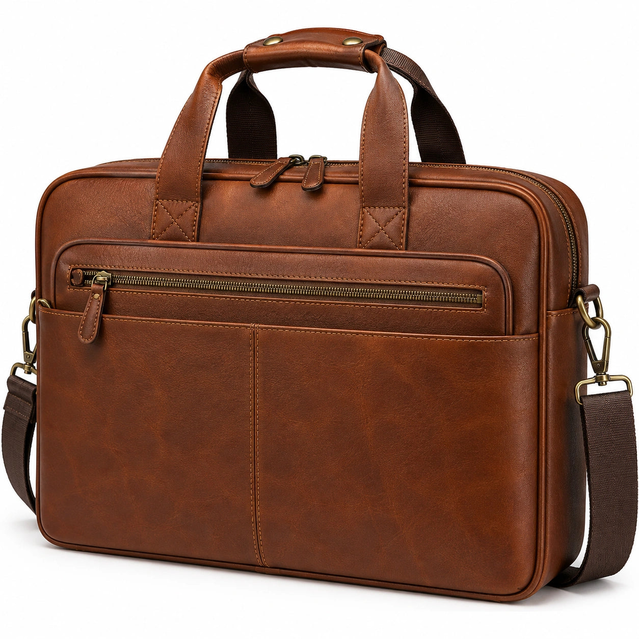 Laptoptasche 40 x 30 x 10 cm aus Kunstleder Braun mit Schultergurt