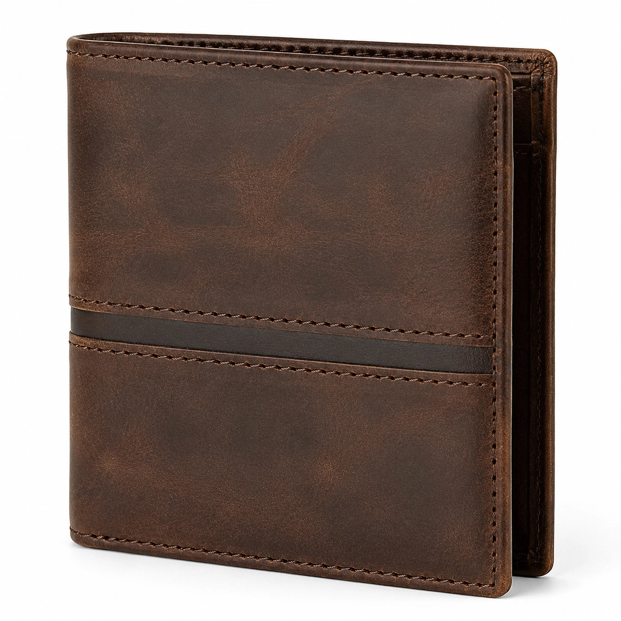 Herren Geldbörse 11.5 x 9.5 x 2 cm Leder Braun Bifold