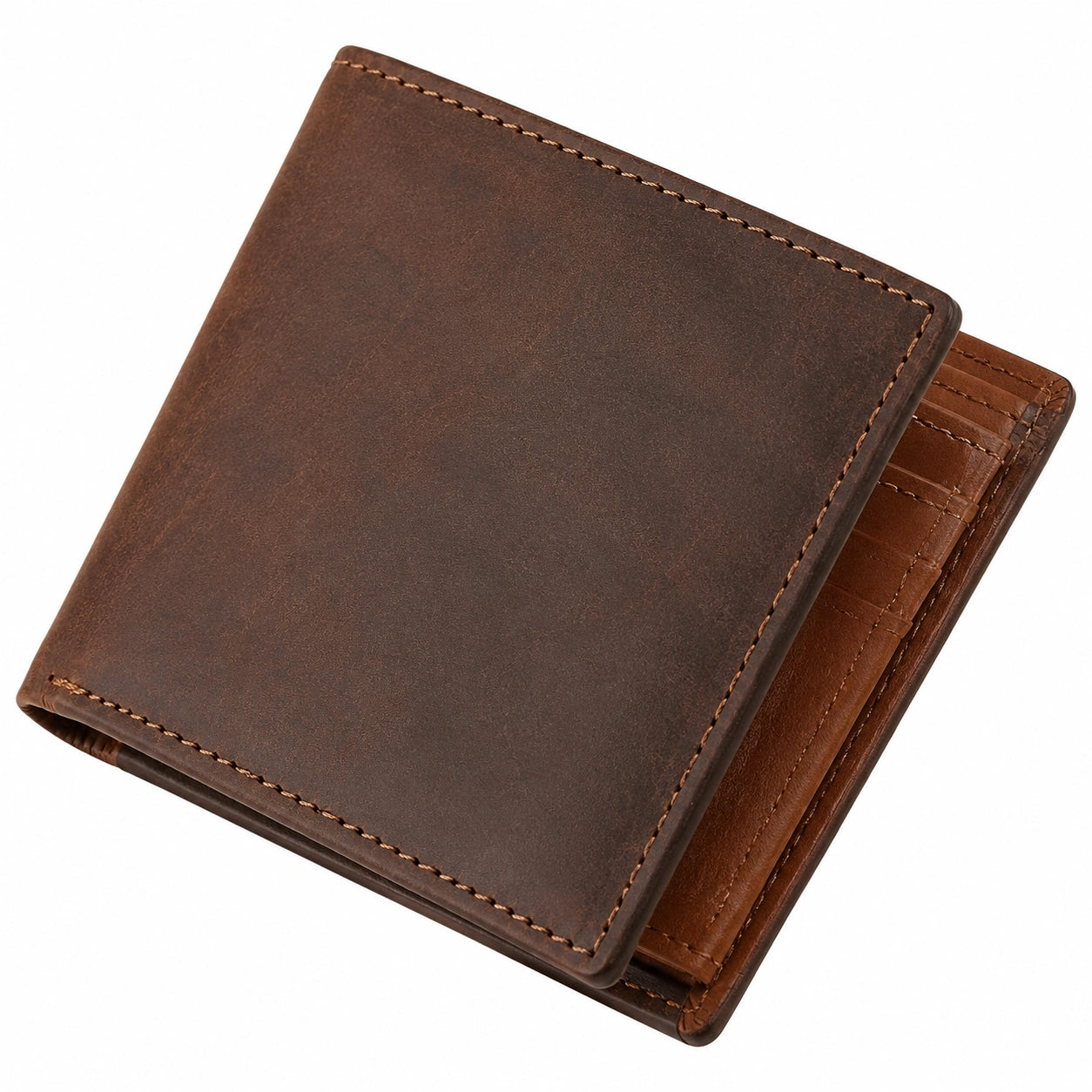 Geldbörse 11.5 x 9.5 x 2 cm aus Leder braun - Klappdesign mit Kartenfächern