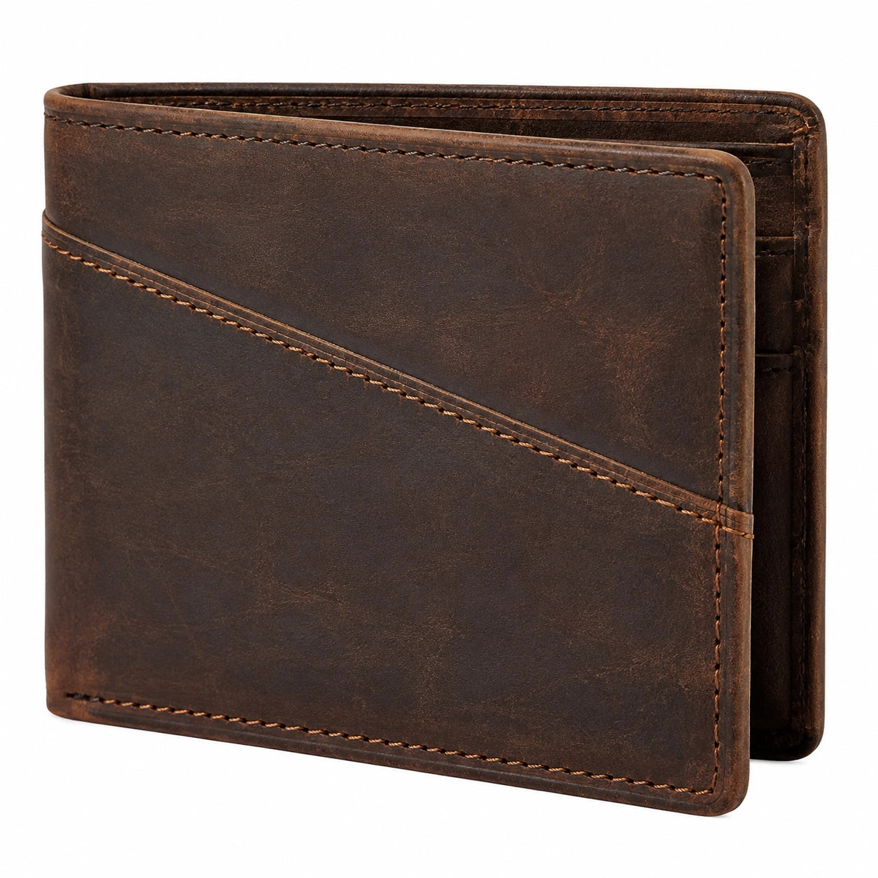 Geldbörse 11.5 x 9.5 x 1.5 cm aus braunem Leder - klappbares Kartenetui