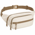Gürteltasche 20 x 14 x 6 cm aus Textil in Creme Beige mit drei Reißverschlussfächern