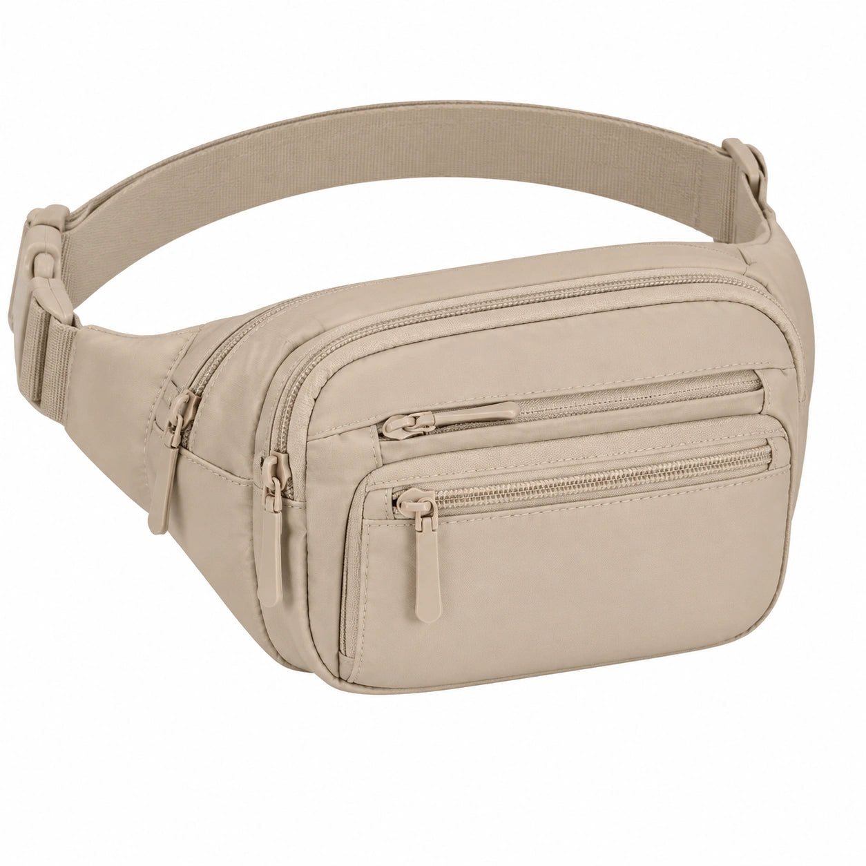 Gürteltasche 24 x 14 x 8 cm aus Polyester Beige mit verstellbarem Hüftgurt und Reißverschlüssen
