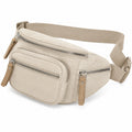 Gürteltasche 31 x 8 x 16 cm Textil Beige mit Reißverschlüssen und verstellbarem Gurt