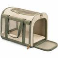 Haustiertransporttasche 50 x 30 x 30 cm Beige Grün Textil mit Netzfenstern faltbar