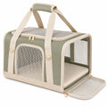Haustier Transporttasche 45 x 28 x 30 cm Textilgewebe Grün Beige faltbar mit Netzfenstern