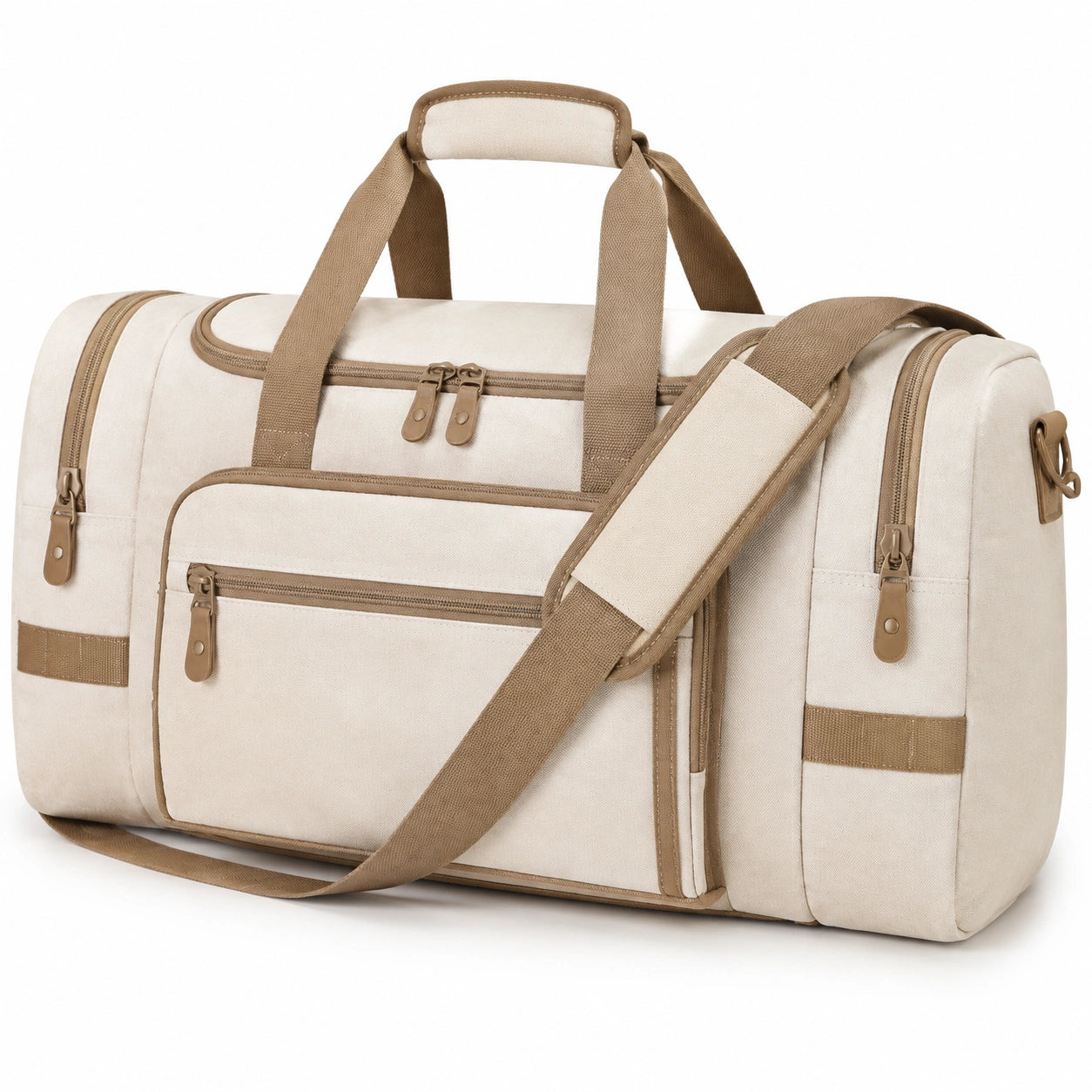 Sporttasche 50 x 25 x 30 cm Textilgewebe Beige Braun mit Schultergurt