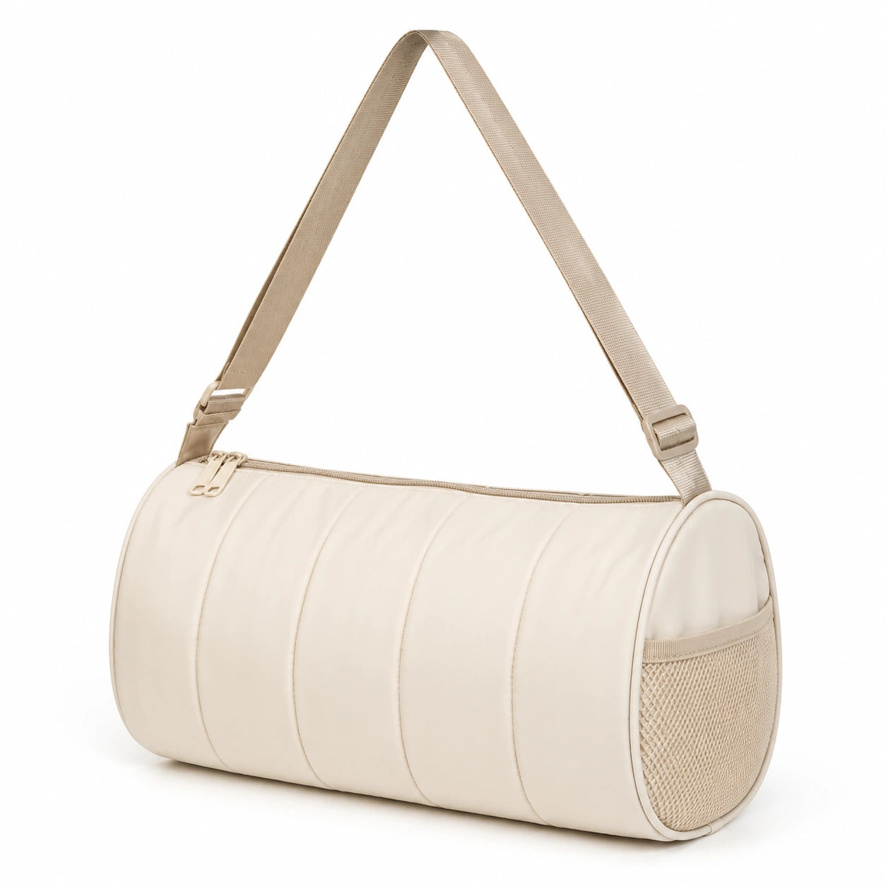 Sporttasche 45 cm aus Kunstleder in Creme mit verstellbarem Schultergurt