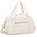 Reisetasche 45 x 25 x 28 cm aus Textil in Creme mit Steppmuster und Schultergurt