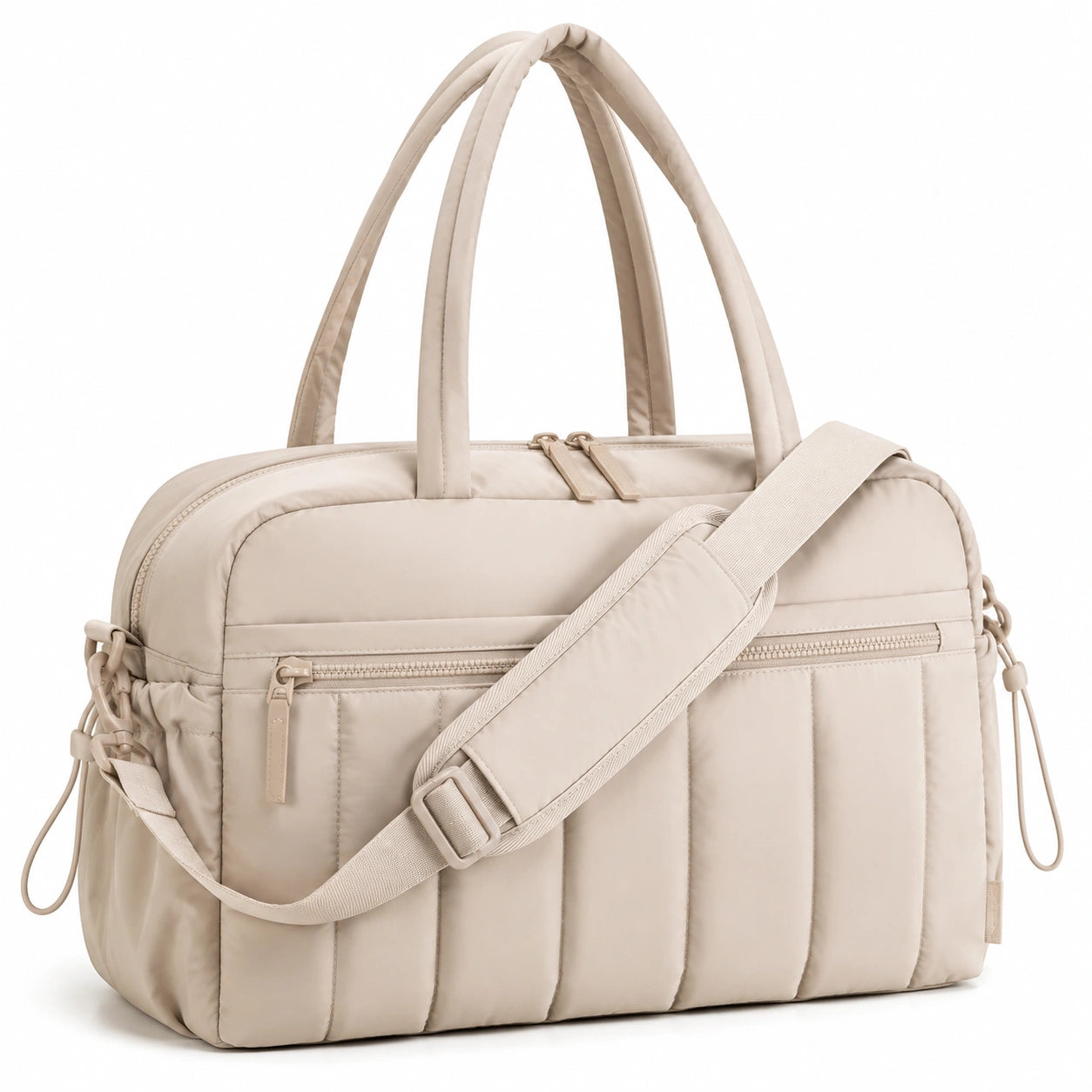Reisetasche 42 cm Polyester Beige - gepolstert mit Schultergurt