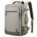 Rucksack 46 x 32 x 18 cm Textil Grau Olivgrün mit Laptopfach und Mehrfachfächern