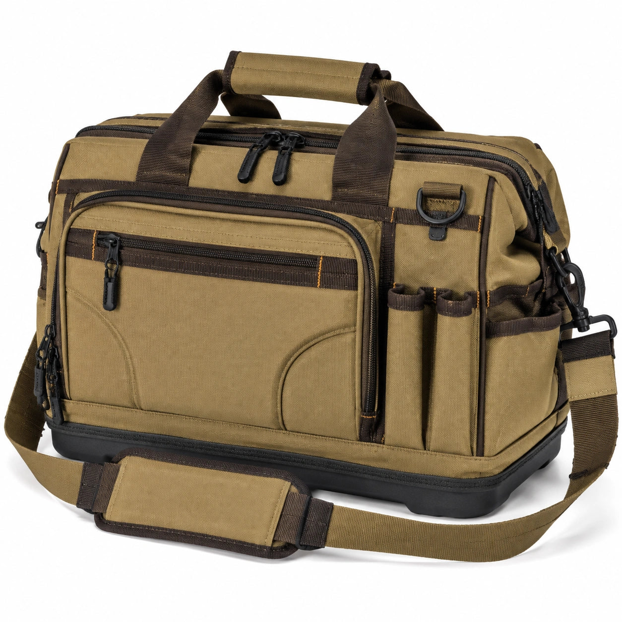Werkzeugtasche 45 cm aus Textilgewebe Khaki mit Schultergurt und Mehrfachfächern